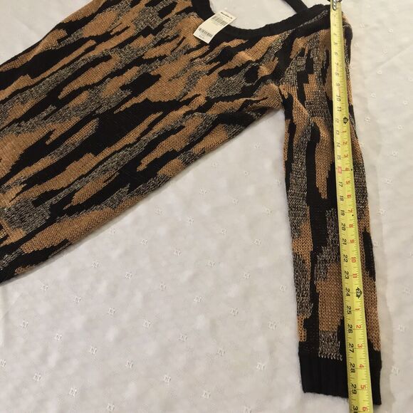 BKE Buckle Sweater Womens L Gold/Black Pullover Tunic Knit Scoop Neck L/Sleeve - Picture 5 of 6